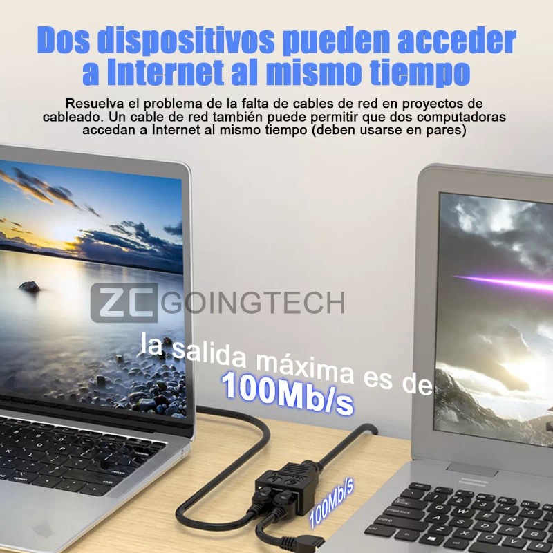 Zcgoingtech Adaptador Ethernet,divisor De Red Rj45 Puerto 1 Dividido 2
