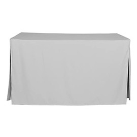 Tablevogue Premium Full Length Fitted Reusable Event Tablecloth, 5-Foot, Silver