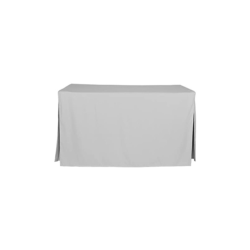 Tablevogue Premium Full Length Fitted Reusable Event Tablecloth, 5-Foot, Silver