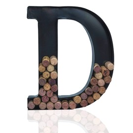 Made Easy Kit Metal Letter Wine Cork Keepsake Saver & Holder Monogram w/Free Wall Mount Kit A-Z (Letter D, Large)