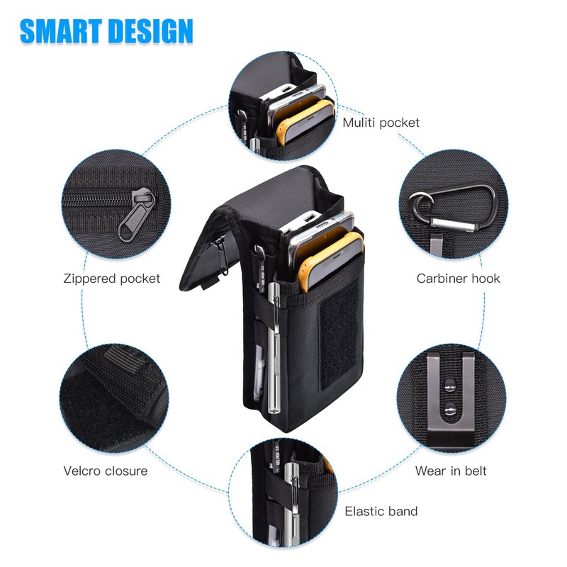 KATOLK Dual Phone Holster, Large Smartphone Pouch, Belt Clip Tool