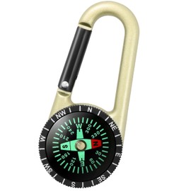 Compass with Carabiner Hook, Compass Carabiner Mini Compass Outdoor Compass Keyring Pocket Compass Kids Nautical Compass Mini Compass Keyring for Camping, Hiking, Travel, Gold