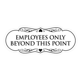 Signs ByLITA Designer Employees Only Beyond this point Sign(White) - Small