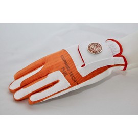 COPPER TECH Plus Woman's Golf Gloves Worn on Left Hand (White/Orange, 19(X-Small, Small))