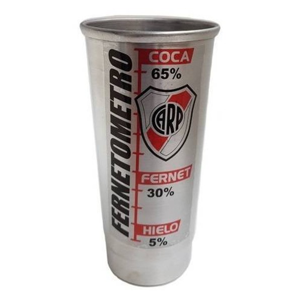 Vaso Fernetero River Plate 1 Litro Highball Glass For Fernet Aluminum Tall Drinking, 1 l / 33.8 fl oz cap