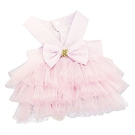 Clopon Pet Cute Halter Tutu Dresses Harness Large Dog Costume Puppy Clothes for Small Dogs Girl Pink