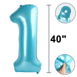 40 Inch Light Blue Number 15 Digital Balloon,Jumbo Mylar Foil Helium Balloon for 15 Balloons for Birthday Party,Wedding Anniversary Party Decorations