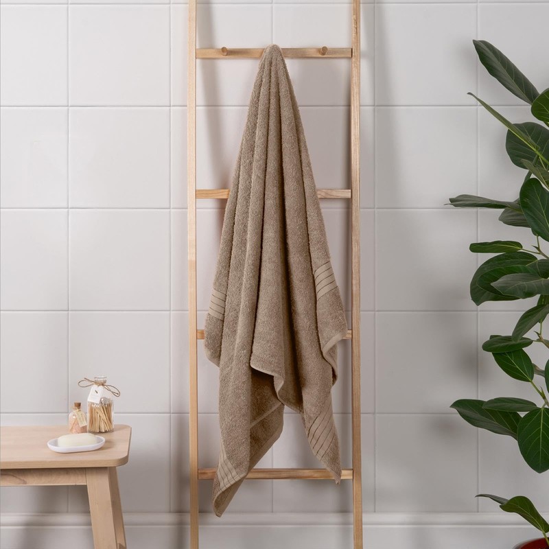 Brentfords Light Brown Bath Sheets, 100% Cotton Towels Super Soft