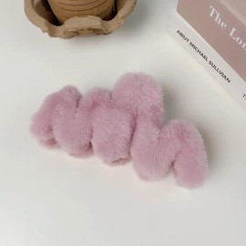 Extra Large Fluffy Wave Shaped Hair Clip (Pink)