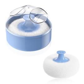 Powder Container, Baby Powder, Case with Puff, Set of 1, Powder Box, Fluffy Puff Refill Container, Fluffy, Thick Type, Face Powder, Can be Used for Cosmetics and Baby Powder, Portable, Blue