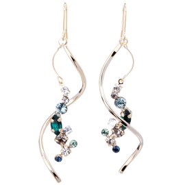 LOKUMI Preciosa Crystal Swing Hook Earrings | Hypoallergenic & Nickel-Free | 24K Gold, Pink Gold, and Silver Plating | Available in 10 Colors tp-81 (24K gold plated and green)