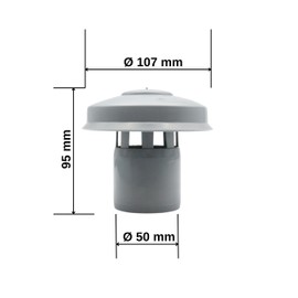 MD Technic Ventilation Hood Haze Hood Roof Vent DN50, DN75, DN110, DN160 on the Pipe (DN 50) (Diameter DN 50)