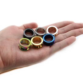 ZeSen Jewelry 6 Pairs Stainless Steel Screw Fit Tunnels Plugs Flesh Expander Stretcher Ear Gauges Piercing (Gauge=0g(8mm))
