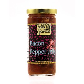 Mills Gourmet Original Bacon Pepper Jelly | Bursting with flavors of Real Bacon, Red Bell Peppers, and Jalapenos | All Natural and Fresh Ingredients - 8 oz Jar (224 g)