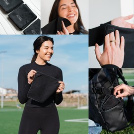 SweatBlock Microfiber Sweat Absorbing Handkerchiefs for Men and Women 10x10 Inch 5 Pack Black Reusable Machine Washable Towels for Face Body Gym Sports Travel or Daily Use Lightweight and Durable