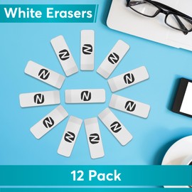 Noverbee- Erasers, Erasers for Kids, Erasers Bulk, 12 Pack White Erasers, Pencil Eraser for, Art and Office Use.