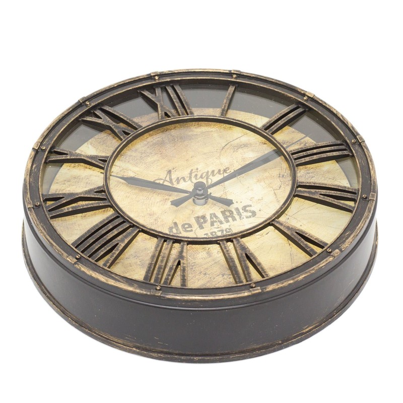 Carousel Home 20cm Wall Clock Antique Effect Distressed Round Clock