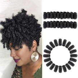 BECUS 3Packs 10inch Curl Short Curly Crochet Braids Hair Extension for Black Women Curl Diameter (16mm) Tapered Cut Jamaican Jumpy Wand Hair Extensions(Natural Black #1B)