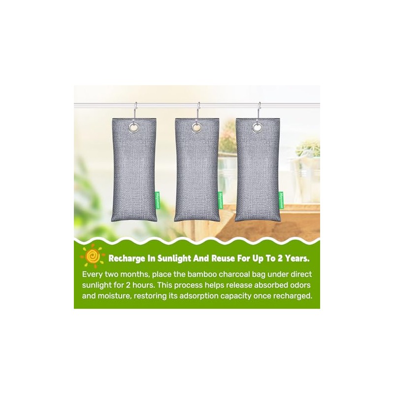 Bamboo Charcoal Odor Absorber Bags - Natural Shoe Deodorizer