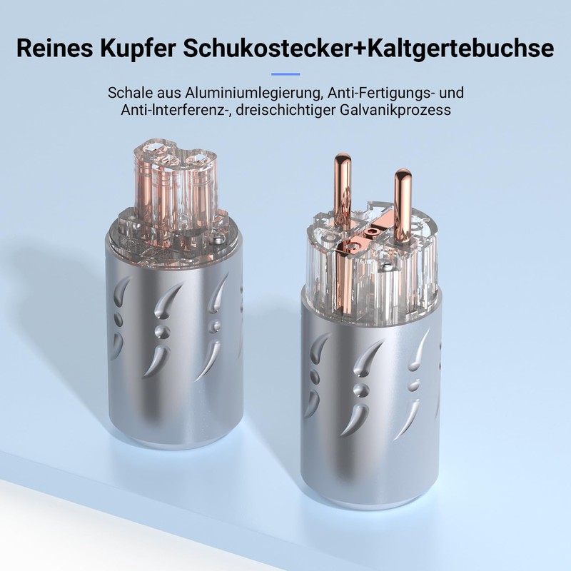 Viborg 1x High End HiFi Schuko Plug Power Plug to