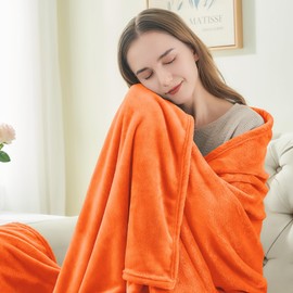 BEDELITE Fleece Blanket Twin Size Orange Throw Blanket for Couch & Bed, Luxury Plush Cozy Fuzzy Fall Blanket 60x80 inches, Super Soft & Warm Blankets for Travel Camping