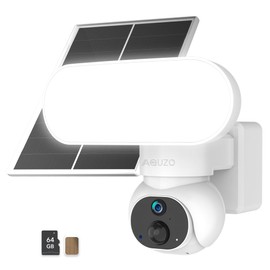 Solar Powered 3G/4G LTE Floodlight Security Camera No WiFi, Built-in 64GB SD Card & SIM Card, Wireless PTZ Outdoor, 2K Color Night Vision, 1500LM Spotlights, Ideal for Farms/Barns/Off-grid Sites