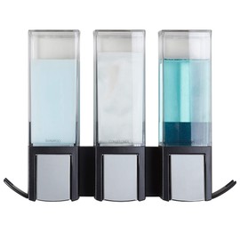 Better Living Products 77384 CLEVER Soap and Shower Triple Dispenser, Black/Chrome