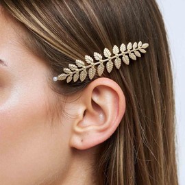 Aneneiceera Vintage Leaf Hair Clip Barrette Gold Hair Barrette Clamp Metal Pin Clips Decorative Accessories for Women