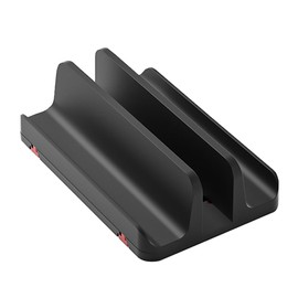 Vertical Laptop Stand, Adjustable Width Without Tools, Compact, Laptop Stand, Laptop Storage, Space Saving, Desktop Stand, Desktop Storage, Adjustable Width, Tablet Stand/Smartphone Storage, PC Cooling, Double Reinforced Design for High Stability, Compatible with All Models (Black)