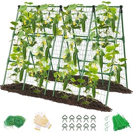 2 Pack Cucumber Trellis, Garden Trellis for Climbing Plant Outdoor, A-Frame Detachable Cucumber Trellis for Raised Bed, Plant Grow Support for Tomato, Squash, Vegetable, Flower(33"x47"x2Pcs)