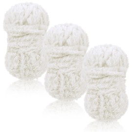 LEREATI Plush Wool 3 x 100 g Fringe Yarn Soft Fluffy Wool Thick Plush Yarn Fluffy Yarn Fringe Wool for Crochet & Knitting Bag, Hats, Blankets, Furry Object (Milky White)