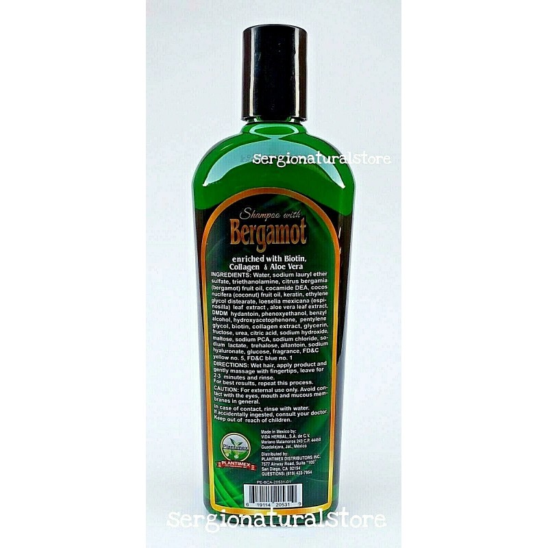 Alma Belleza 2 Packs Shampoo BERGAMOTA BIOTINA aloe Vera COLAGENO