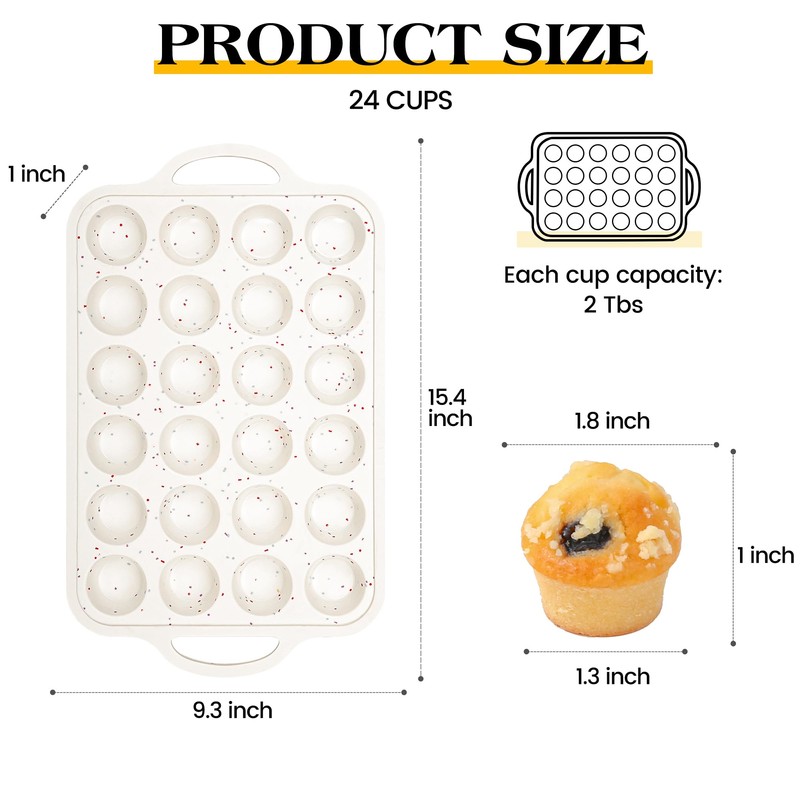 AOTASO 2 Pcs Mini Muffin Pans with Metal Reinforced Frame,
