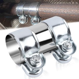 BSTDAYEVER Exhaust Clamp Pipe Connector Stainless Steel Exhaust Connector 55 x 95 mm Universal Exhaust Clamp Double Clamp Car Exhaust Pipe Clamp Silencer Band Clamp