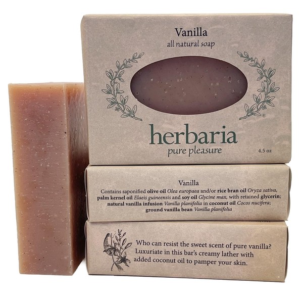 Herbaria Vanilla Handcrafted All-Natural Soap with Essential Oils. 4.5 oz