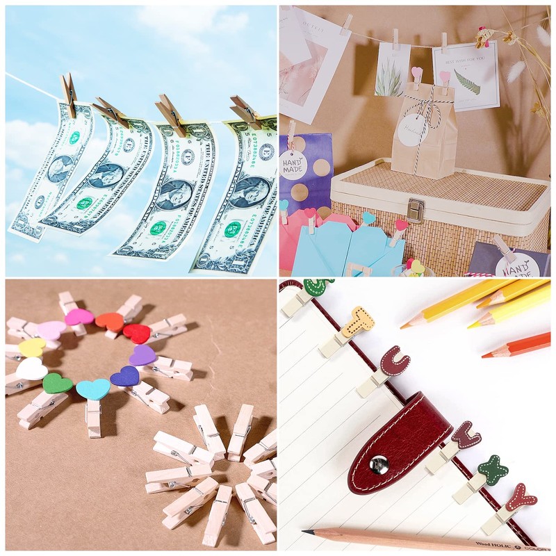 DERAYEE Pack of 100 Wooden Pegs, Clothes Pegs, Small, for