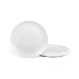 LaGlint 7.5 inch Ribbed Salad Appetizer Plate Set of 6, Opal Glass Round Small White Plates for Dessert, Kitchen, Dishwasher and Microwave Safe