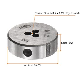 TA-VIGOR 1pc M1.2 x 0.25 Metric Adjustable Threading Die, High Speed Steel Right Hand Round Die for Processing, Correcting or Cleaning External Threads (Metal, Plastic)