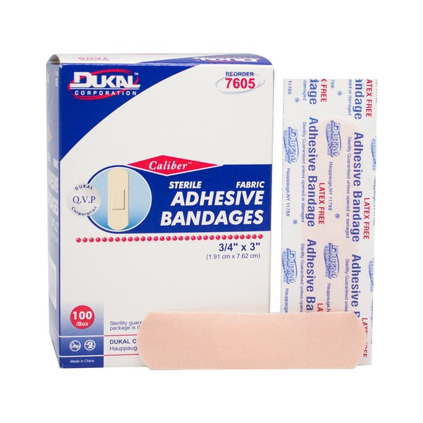 Dukal - 7605 Bandage, Fabric, Adhesive, Sterile, 3/4" x 3" (Pack of 2400)