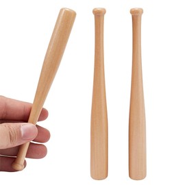 GORGECRAFT Pack of 3 Natural Wood Baseball Bats Mini Baseball Bat Tiny Beads Baseball Stand Display Holder Home Decoration for Key Chain Accessories Action Figures DIY Craft Projects