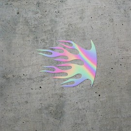 Decal Stickers of Curved Helmet Flame Graphic (Hologram) (Set of 2) Premium Waterproof Vinyl Decal Stickers for Laptop Phone Accessory Helmet Car Window Mug Tuber Cup Door Wall - ANDstic508274HO