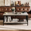 Homeiju Coffee Table for Living Room with Slatted Sides Frame,