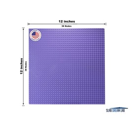 SlabDreamLab 12"X12" Baseplate for All Major Building Bricks and Blocks (Pastel Purple, 10-Pack)
