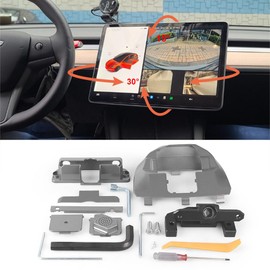 Monitor Screen Swivel Mount for Model 3 (2017-2023) Model Y (2020-2024) Upgraded Four Directions Adjustable GPS Navigation Central Control Display Swivel Bracket (Left/Right 30° Up/Down 15°)