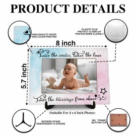 valucise Twins Baby Pictures Frame, Watercolor Baby Photo Frame with Stand, Twins Gifts for Babies, New Baby Gifts For New Mom Dad, Home Living Room Bedroom Decoration -a74