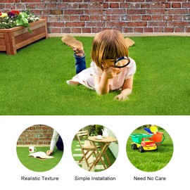 Nikou Artificial Grass, 30 x 30 cm Artificial Grass DIY Micro Landscape Synthetic Lawn Decoration for Miniature Ornament, Garden, Dollhouse, Grass for Crafts (30 x 30 cm)