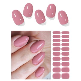 AutyaMee Semi Cured Gel Nail Strips (Dusty Rose)-20 PCS Red Gel Nail Stickers | UV Light Required | Gel Nail Wraps, Salon Quality & Easy to Use