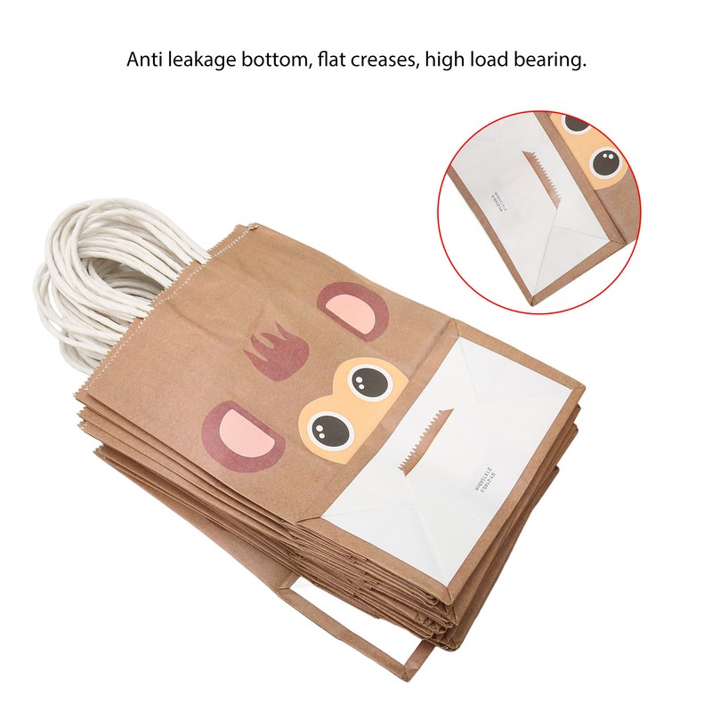 25Pcs Kraft Paper Gift Bag Animal Pattern Multipurpose Kraft Bag