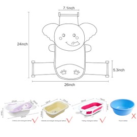 AIR&TREE Baby Bath Seat Support Net, Quick Drying, Adjustable, Comfortable, Non-Slip, Infant Bathtub Sling Shower Mesh for a Tub, with Safety Support Corners (Pink)