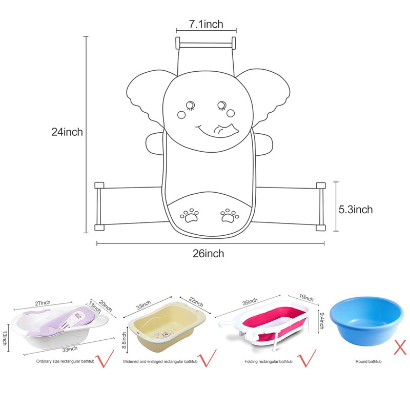 AIR&TREE Baby Bath Seat Support Net, Quick Drying, Adjustable, Comfortable,